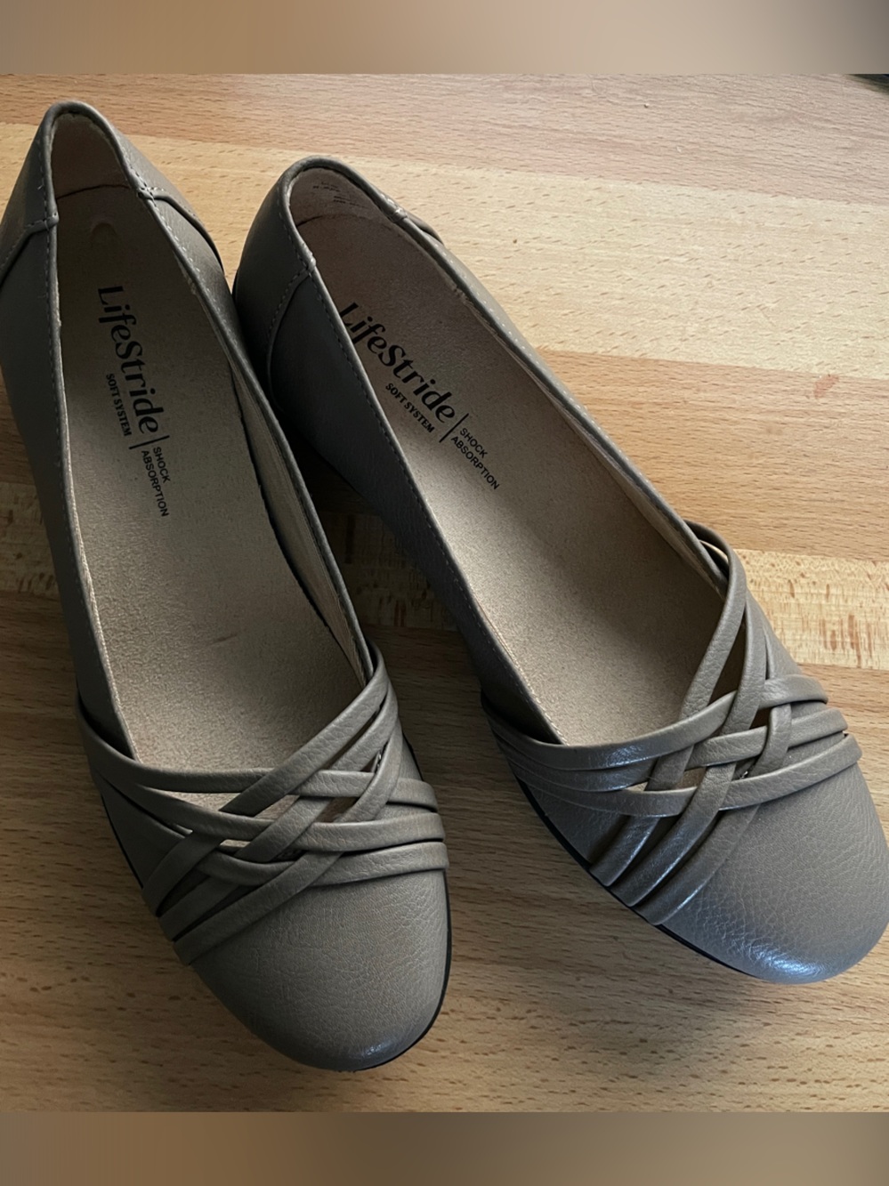 Life Stride Taupe Braided-Accent Slip-On Flats